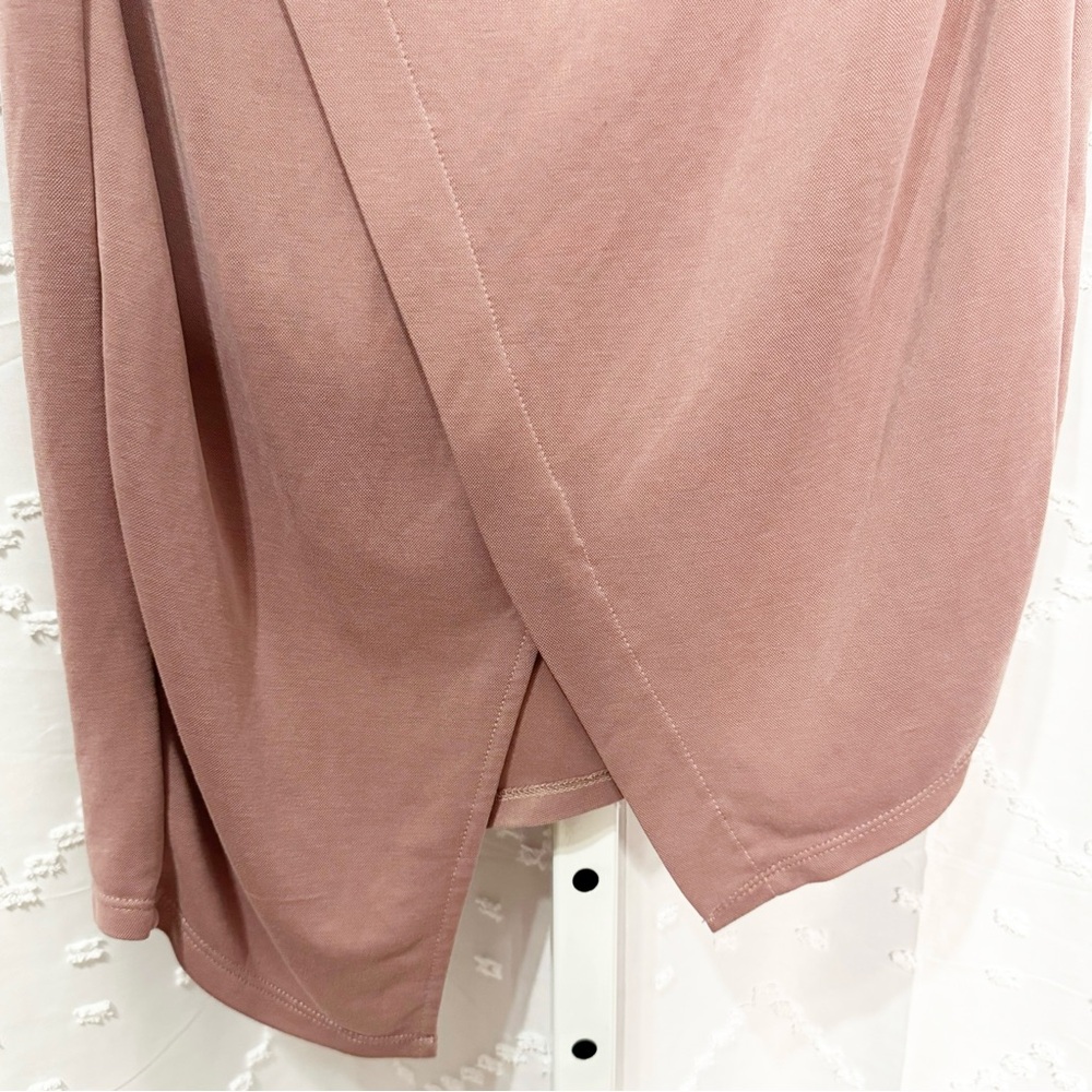 🥈 379. Topshop Asymmetrical Draped Midi Dress in Soft Mauve Pink - Picture 5 of 9